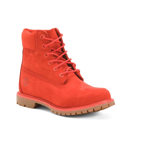 TIMBERLAND Red Leather Lace Up Waterproof Boots